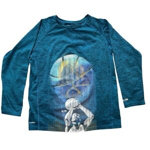 Champion Teal Blue DuoDry Athletic LS Basketball Graphic Tee Youth Size 16/18